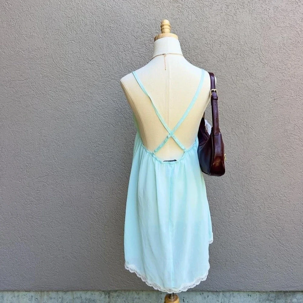 Turquoise Blue Babydoll Slip Chemise Lingerie Nightie Size XL Mermaid Fairy